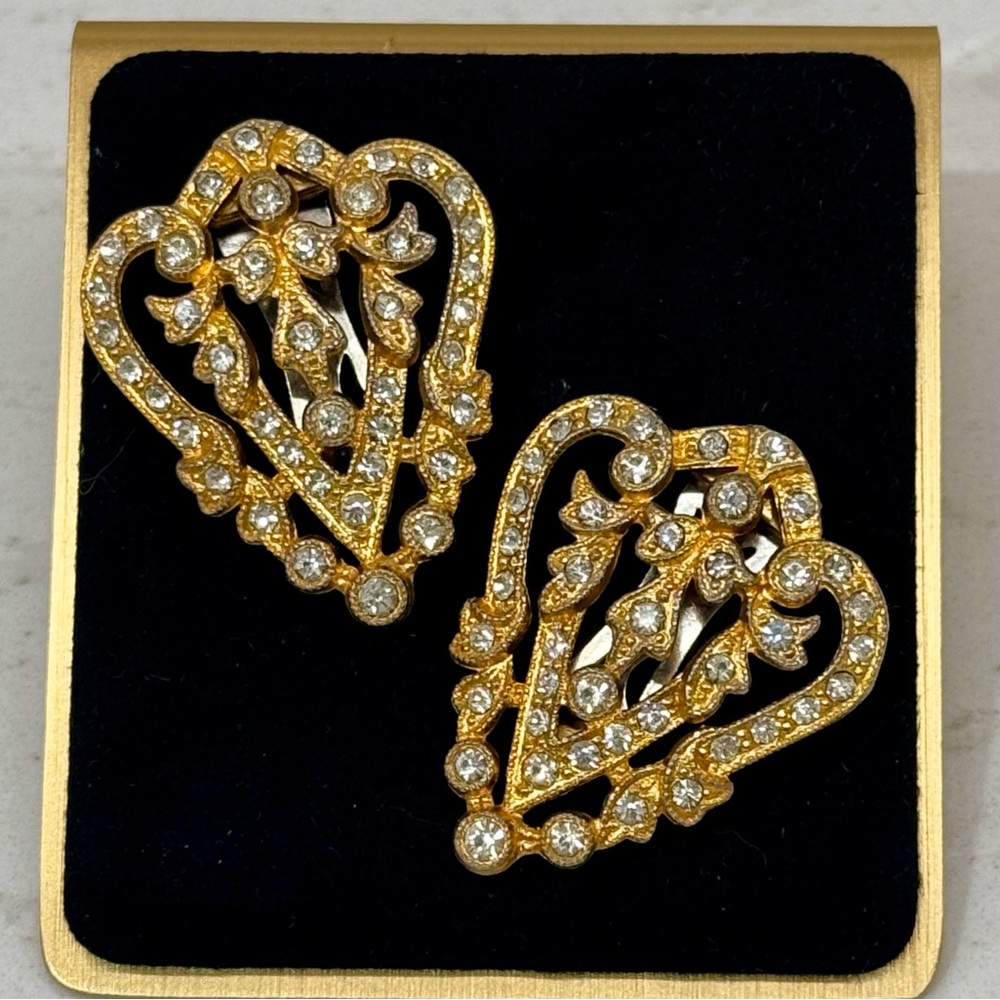 Vintage Sweater Clips Gold Tone & Crystal Rhinestones ✨💛